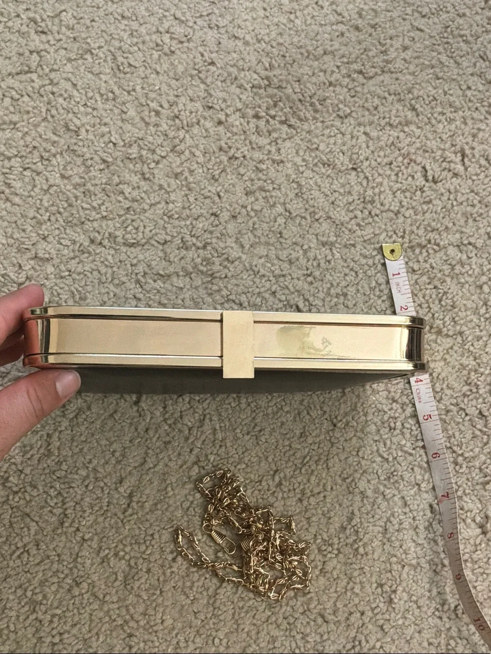 Classic Black Leather Frame Clutch with Gold Trim